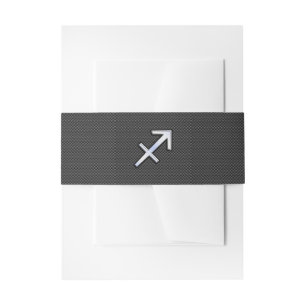 Sagittarius Zodiac Sign Black Carbon Fibre Style Invitation Belly Band