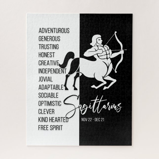 Sagittarius Zodiac Sign, Black&White Jigsaw Puzzle (Vertical)