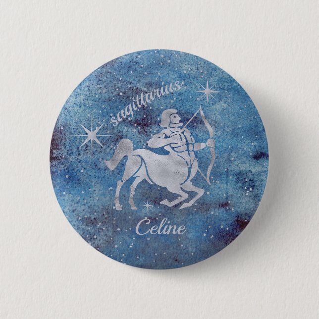 Sagittarius Zodiac Sign Button (Front)
