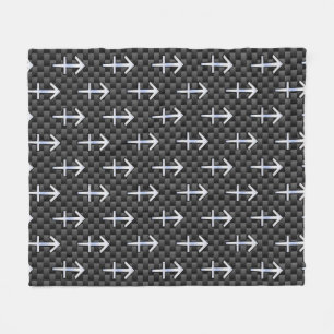 Sagittarius Zodiac Sign Carbon Fibre Style Fleece Blanket
