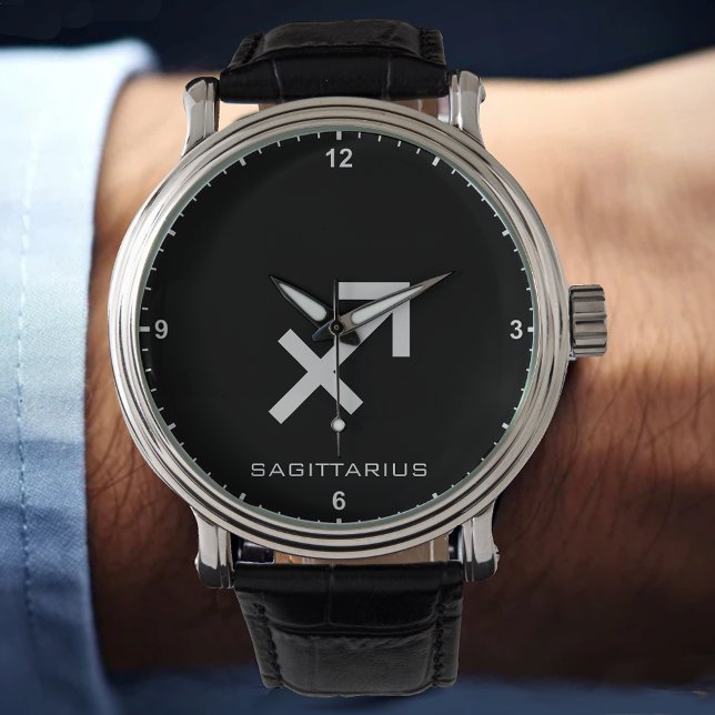 Sagittarius Zodiac Sign Custom Text Simple Minimal Watch (Creator Uploaded)
