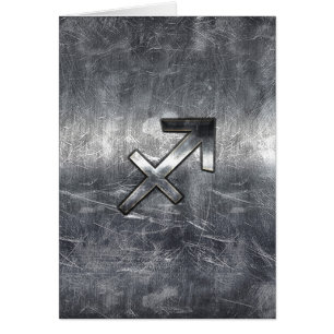 Sagittarius Zodiac Sign Distressed Steel