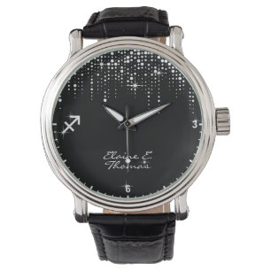 Sagittarius Zodiac Sign Dripping Glitter Sequins Watch