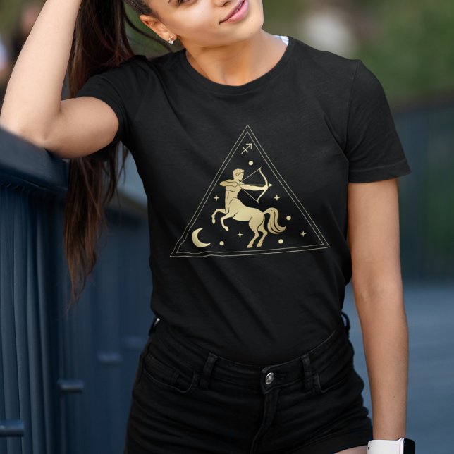 Sagittarius Zodiac Sign Fire Element in Gold T-Shirt (Creator Uploaded)