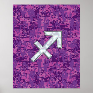 Sagittarius Zodiac Sign Fuchsia Digital Camouflage