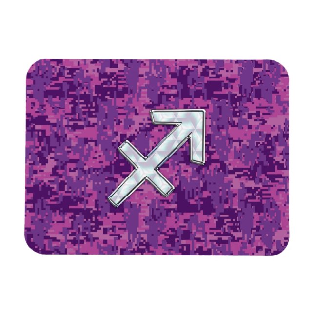 Sagittarius Zodiac Sign Fuchsia Digital Camouflage Magnet (Horizontal)