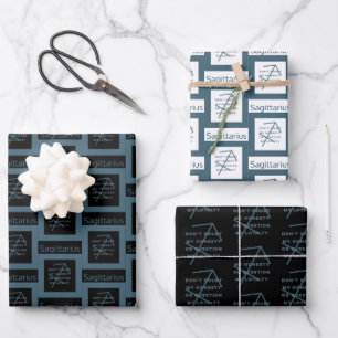 Sagittarius Zodiac Sign Fun Quote B&W Wrapping Paper Sheet