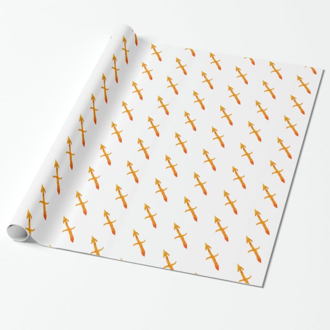 Sagittarius Zodiac  Sign  Golden Symbol Wrapping Paper (Unrolled)