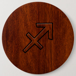 Sagittarius Zodiac Sign in Mahogany Style 6 Cm Round Badge