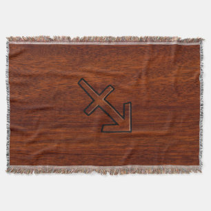 Sagittarius Zodiac Sign in Mahogany Wood Style Throw Blanket