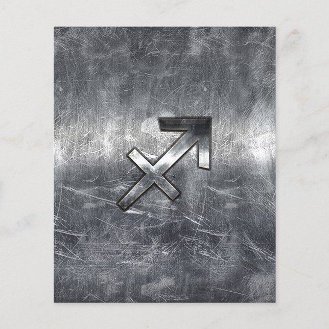 Sagittarius Zodiac Sign in Silver Steel look Flyer (Front)
