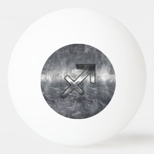 Sagittarius Zodiac Sign in Silver Steel look Ping Pong Ball