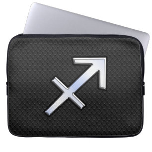 Sagittarius Zodiac Sign on black snake skin Laptop Sleeve