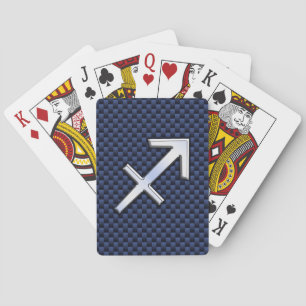 Sagittarius Zodiac Sign on Blue Carbon Fiber Style Playing Cards