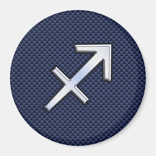Sagittarius Zodiac Sign on Blue Carbon Fibre Decor Magnet (Front)