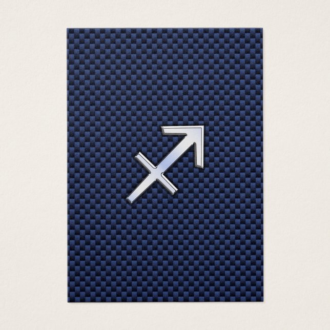 Sagittarius Zodiac Sign on Blue Carbon Fibre Print (Front)