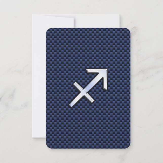 Sagittarius Zodiac Sign on Blue Carbon Fibre Print (Front)