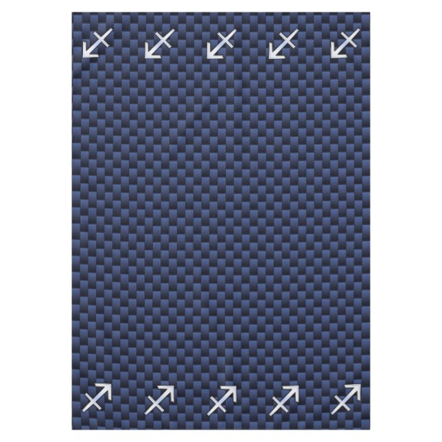 Sagittarius Zodiac Sign on Blue Carbon Fibre Print Tablecloth (Front)