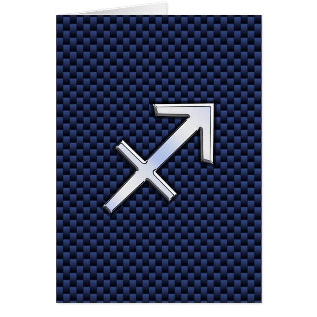 Sagittarius Zodiac Sign on Blue Carbon Fibre Style (Front)