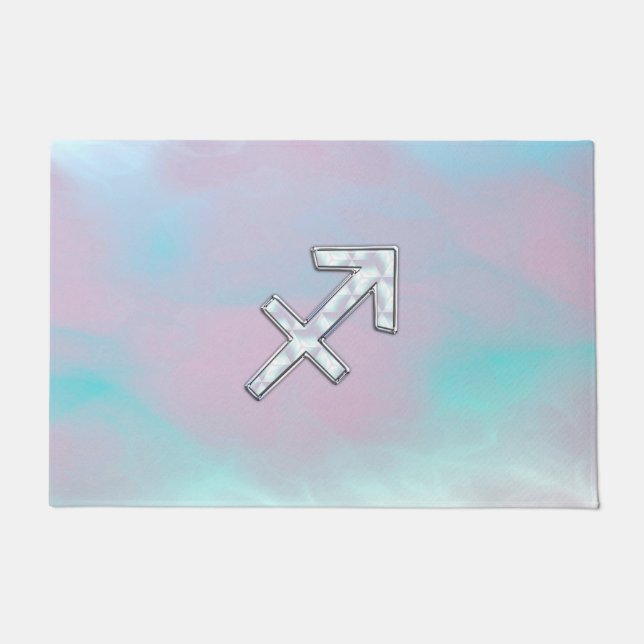 Sagittarius Zodiac Sign on Mother of Pearl Decor Doormat (Front)