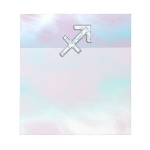 Sagittarius Zodiac Sign on Mother of Pearl Style Notepad