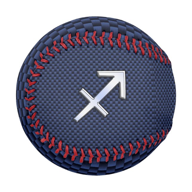 Sagittarius Zodiac Sign on Navy Carbon Fiber Print Baseball (Front Left)