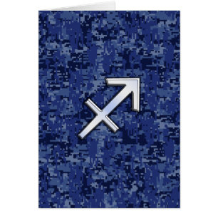 Sagittarius Zodiac Sign on Navy Digital Camo