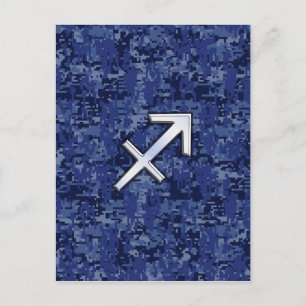 Sagittarius Zodiac Sign on Navy Digital Camo Postcard