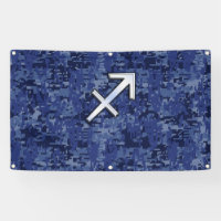 Sagittarius Zodiac Sign on Navy Digital Camouflage