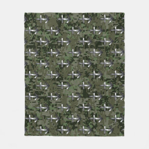 Sagittarius Zodiac Sign on Woodland Camouflage Fleece Blanket