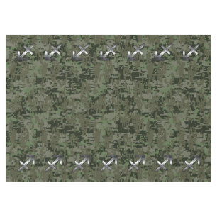 Sagittarius Zodiac Sign on Woodland Camouflage Tablecloth