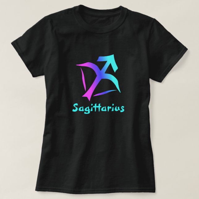 Sagittarius Zodiac Sign Pink Blue Aqua T-Shirt (Design Front)