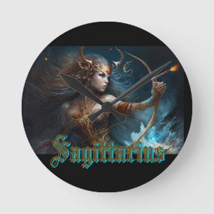 Sagittarius Zodiac Sign Round Clock