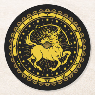 Sagittarius - Zodiac Sign - Symbol - Horoscope Round Paper Coaster