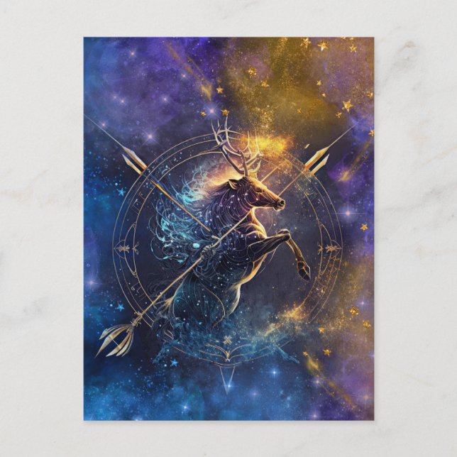Sagittarius Zodiac Sign Watercolor Design Postcard (Front)