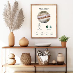 Sagittarius Zodiac Sign with Birthstone Poster