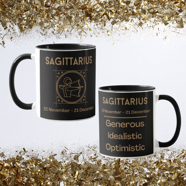 Sagittarius Zodiac Sign with Symbol and Traits Mug (Sagittarius Zodiac Coffee Mug with traits)