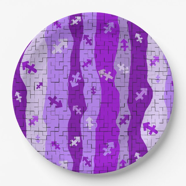 Sagittarius Zodiac Stripes  Paper Plate (Front)