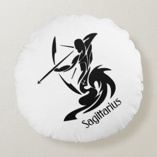 Sagittarius Zodiac Symbol and Sign Round Cushion