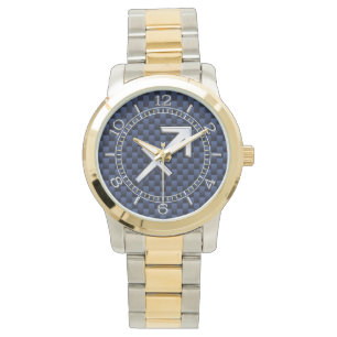 Sagittarius Zodiac Symbol Blue Carbon Dial Print Watch