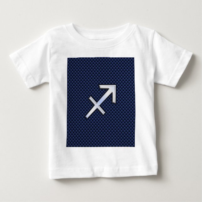 Sagittarius Zodiac Symbol Blue Carbon Fibre Print Baby T-Shirt (Front)