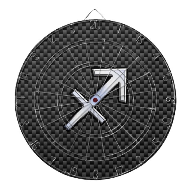 Sagittarius Zodiac Symbol Charcoal Carbon Fibre Dartboard (Front)