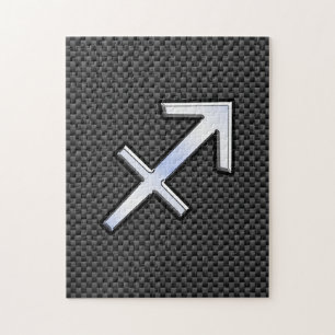 Sagittarius Zodiac Symbol Charcoal Carbon Fibre Jigsaw Puzzle