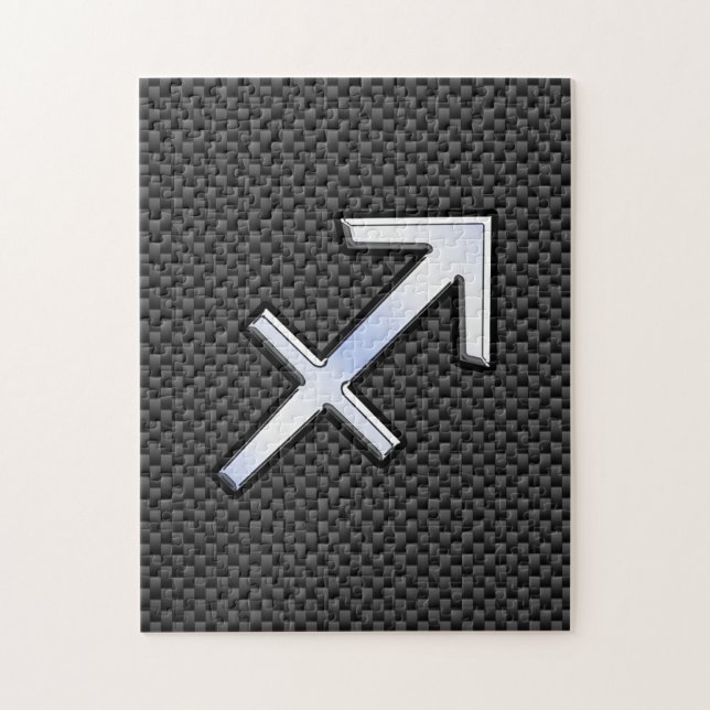 Sagittarius Zodiac Symbol Charcoal Carbon Fibre Jigsaw Puzzle (Vertical)