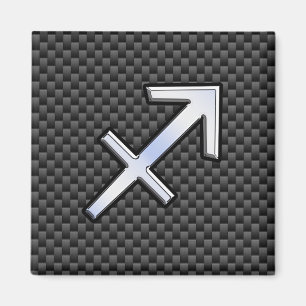 Sagittarius Zodiac Symbol Charcoal Carbon Fibre Magnet