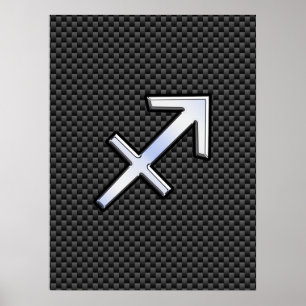 Sagittarius Zodiac Symbol Charcoal Carbon Fibre Poster