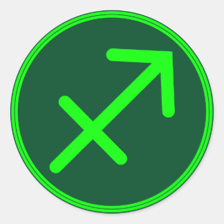 Sagittarius Zodiac Symbol Green Mix Classic Round Sticker