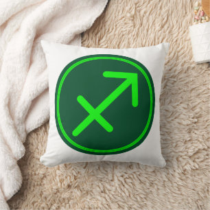 Sagittarius Zodiac Symbol Green Mix Cushion