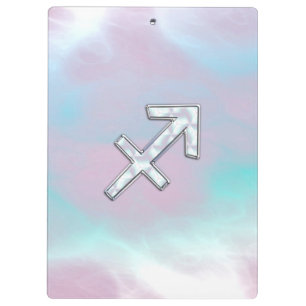 Sagittarius Zodiac Symbol Mother of Pearl Style Clipboard