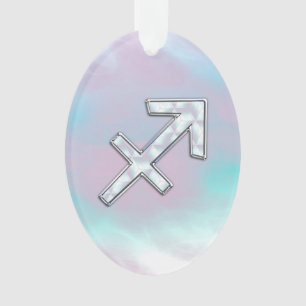 Sagittarius Zodiac Symbol Mother of Pearl Style Ornament